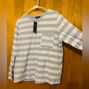 Pure Cotton M&S collection lavender striped tshirt size 14 uk with pocket